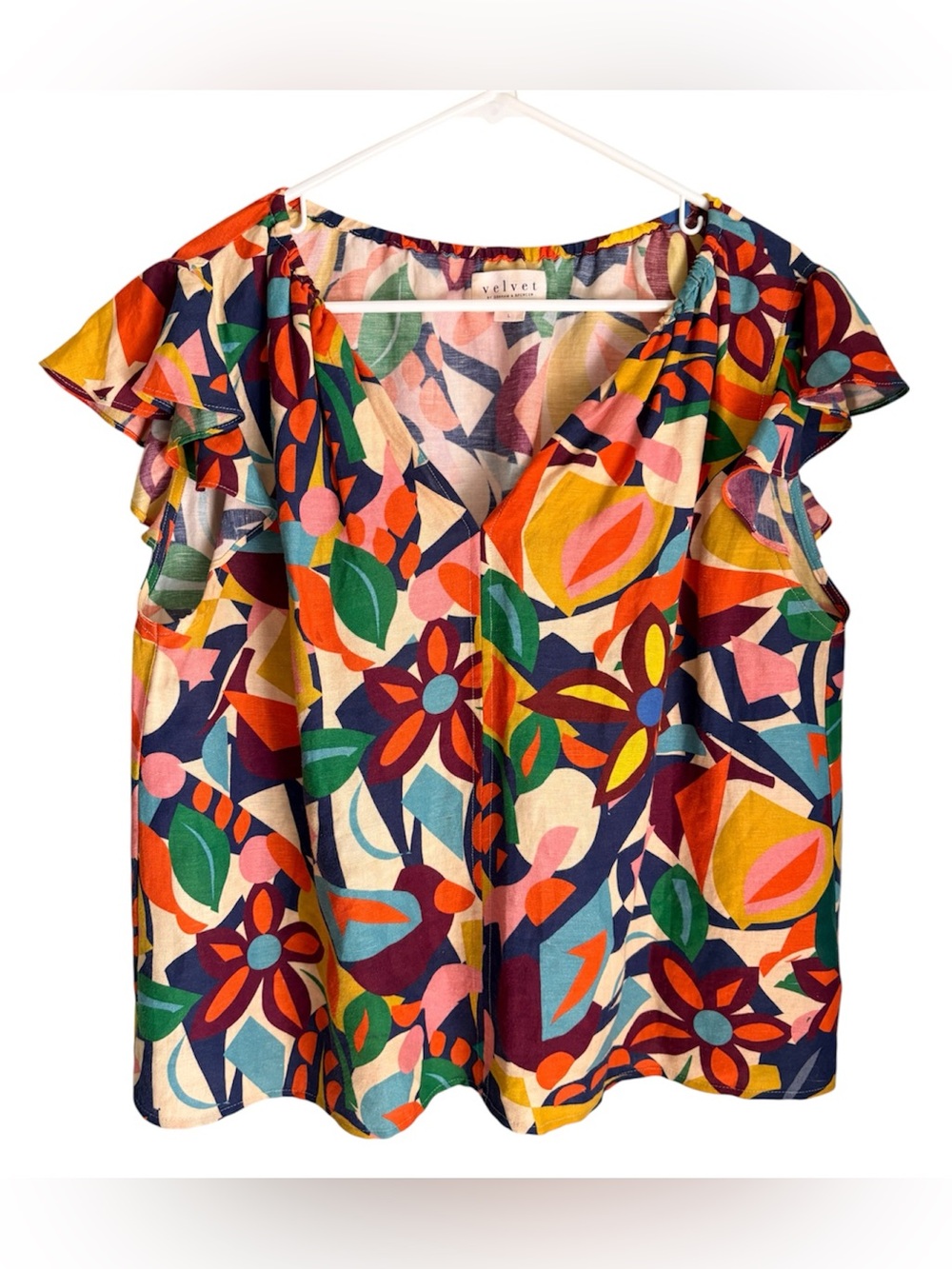 Velvet By Graham And Spencer Women’s Short Sleeve Teresa Blouse Top Size L